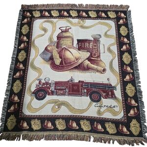Firefighter Themed Woven Throw Blanket